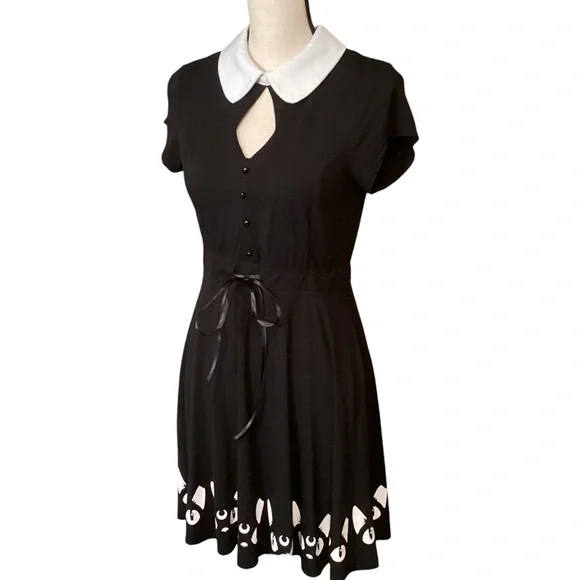 KILLSTAR Keiko Kitty Skater Dress Size Medium Goth Witchy - Picture 2 of 16